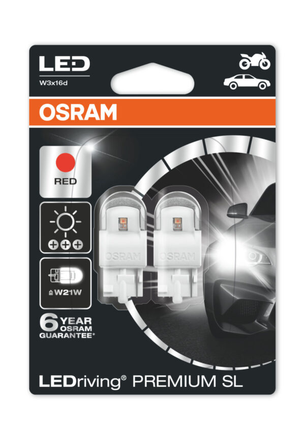 OSRAM LEDriving® 7905R-02B 1,5 W 12V W3x16d W21W punane
