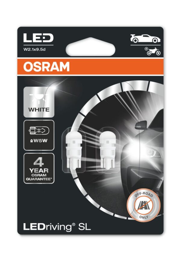 Osram LEDriving® 2825DWP-02B 0,8W/12V W2.1x9.5d ≠ "W5W" valge 6000K