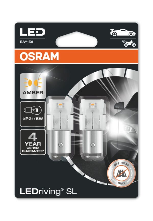 Osram LEDriving® 7528DYP-02B 1,3W/12V BAY15d ≠ "P21/5W" merevaigukollane