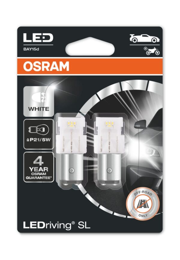 Osram LEDriving® 7528DWP-02B 2W/12V BAY15d ≠ "P21/5W" valge 6000K