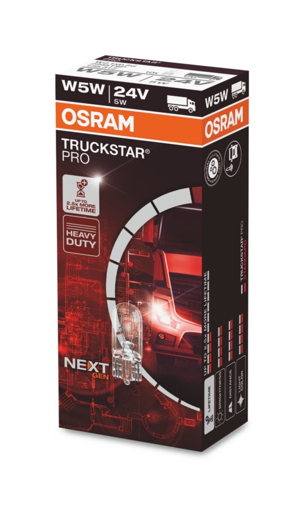 4062172158305 Halogeen OSRAM TRUCKSTAR PRO +100% W2,1x9,5d 5W 24V W5W