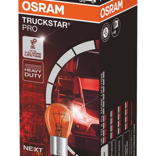 4062172158428 Halogeen OSRAM TRUCKSTAR PRO +100% BAU15s 21W 24V PY21W