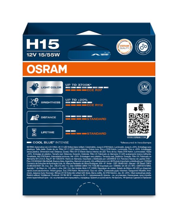 OSRAM COOL BLUE INTENSE 64176CBN-2HB H15 PGJ23t-1 12V 15/55W