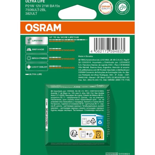 4062172394833_2 OSRAM ULTRALIFE 7506ULT-2BL P21W BA15s 12V 21W