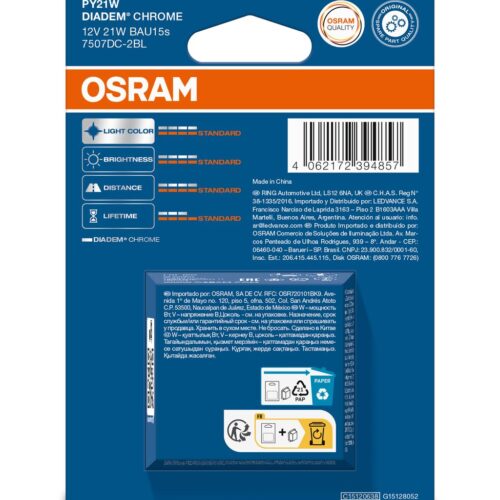 4062172394857_2 OSRAM DIADEM CHROME 7507DC-2BL PY21W BAU15s 12V 21W