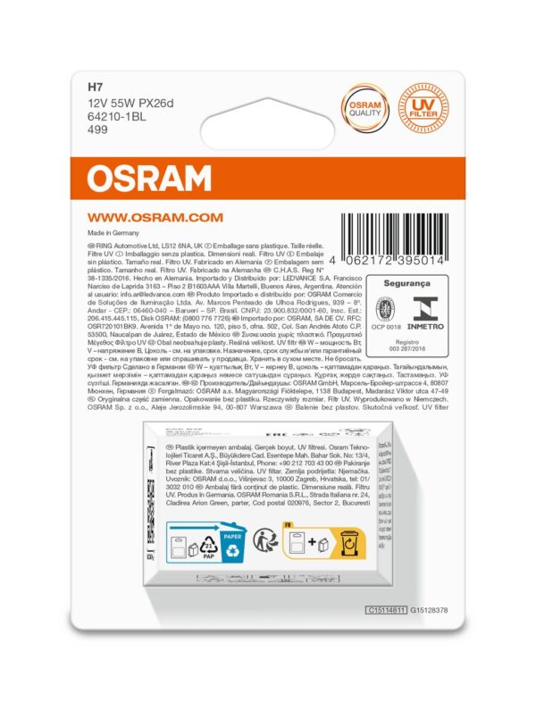 OSRAM ORIGINAL 64210-1BL H7 PX26d 12V 55W