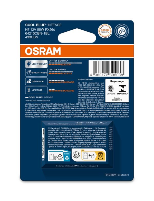 OSRAM COOL BLUE INTENSE 64210CBN-1BL H7 PX26d 12V 55W
