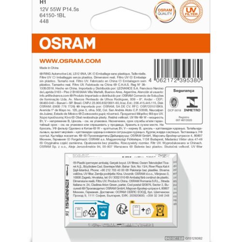 4062172395380_2 OSRAM ORIGINAL 64150-1BL H1 P14,5s 12V 55W