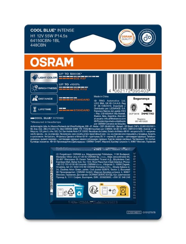 OSRAM COOL BLUE INTENSE 64150CBN-1BL H1 P14,5s 12V 55W