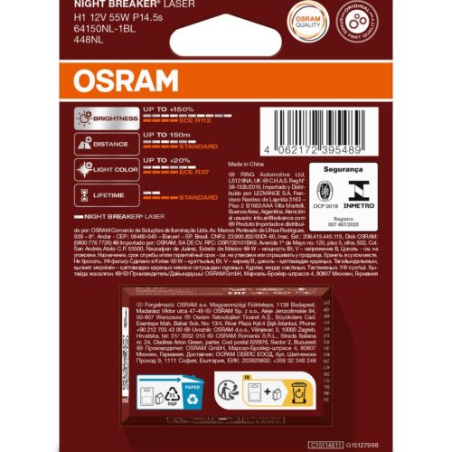 4062172395489_2 OSRAM NIGHT BREAKER LASER 64150NL-1BL H1 P14,5s 12V 55W