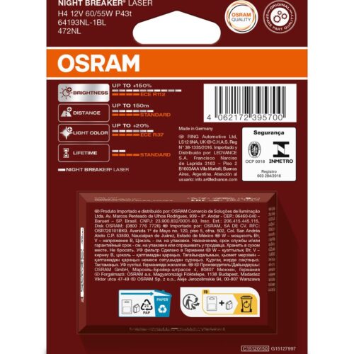 4062172395700_2 OSRAM ÖÖPURKE LASER 64193NL-1BL H4 P43t 12V 60/55W