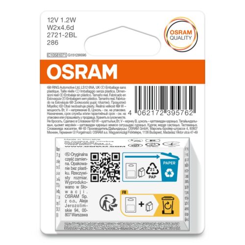 4062172395762_2 OSRAM ORIGINAL 2721-2BL NON ECE W2x4,6d 12V 1,2W