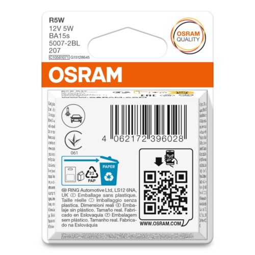 4062172396028_2 OSRAM ORIGINAL 5007-2BL R5W BA15s 12V 5W