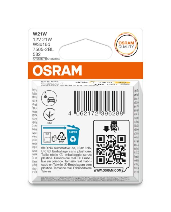 OSRAM ORIGINAL 7505-2BL W21W W3x16d 12V 21W
