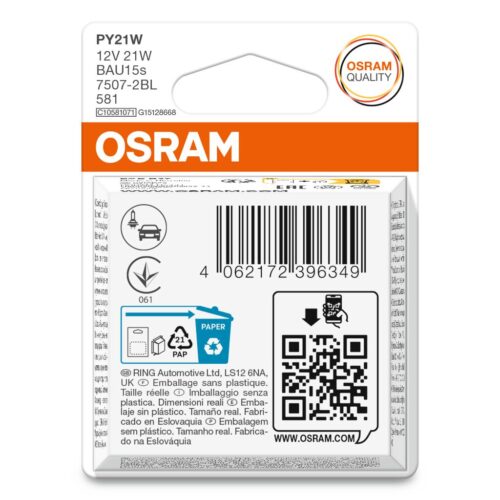 4062172396349_2 OSRAM ORIGINAL 7507-2BL PY21W BAU15s 12V 21W