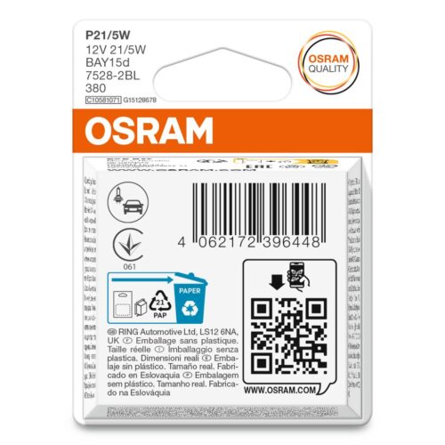 4062172396448_2 OSRAM ORIGINAL 7528-2BL P21/5W BAY15d 12V 21/5W