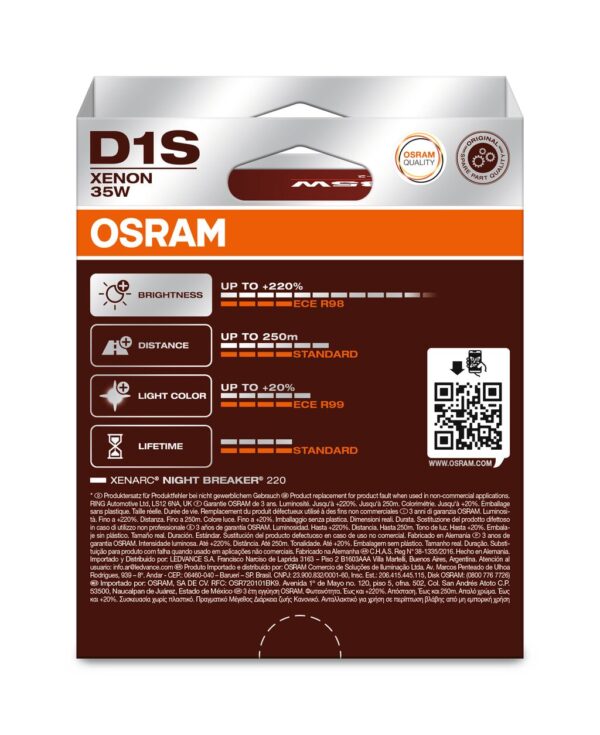 OSRAM XENARC ÖÖPURKE 220 D1S