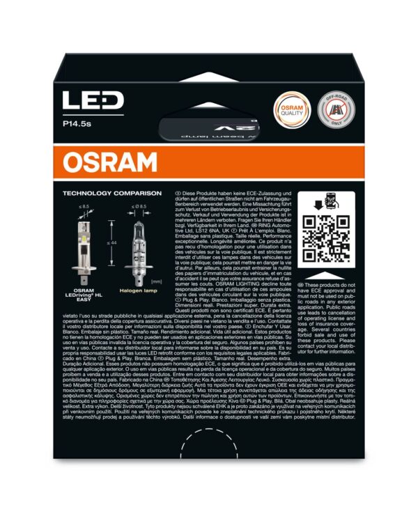 OSRAM LEDriving EASY 64150DWESY-2HB ~H1 P14.5s 12V 9W