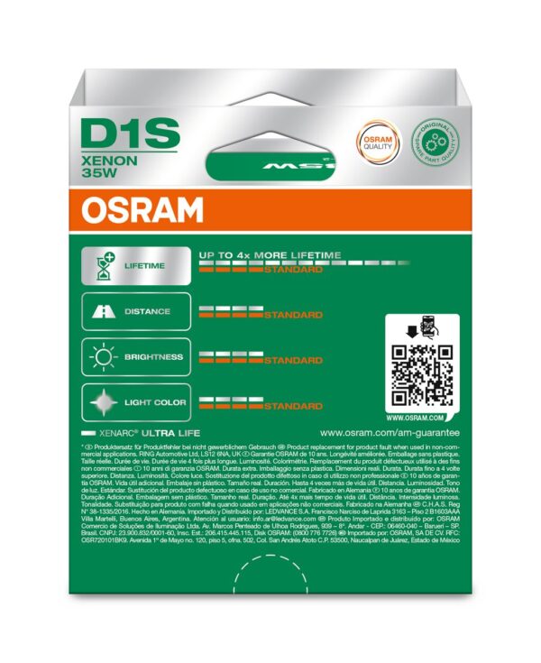 OSRAM ULTRALIFE 66140ULT-2HB D1S Pk32d-2 0V 35W