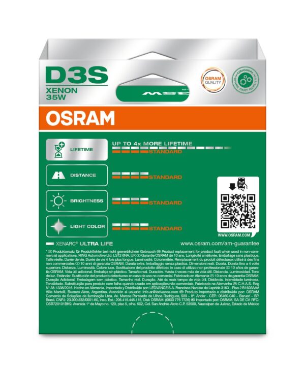 OSRAM ULTRALIFE 66340ULT-2HB D3S Pk32d-5 0V 35W