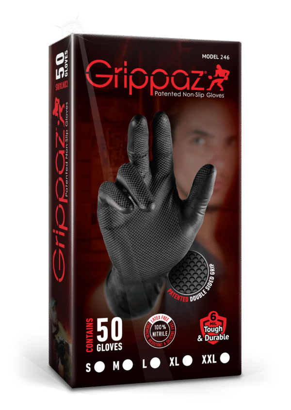 Grippaz Nitrile Fishscale 240mm 6mil 50tk/karp Must Suurus XL