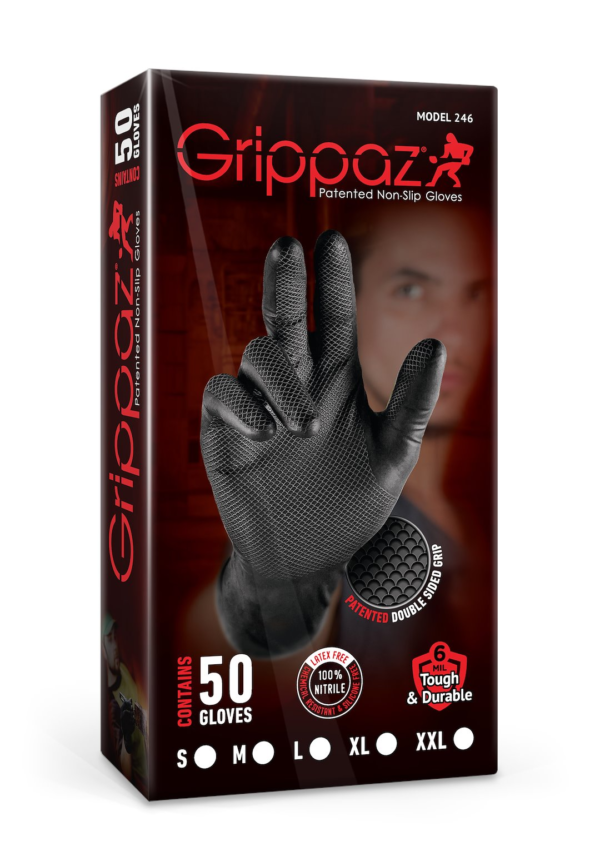 Grippaz Nitrile Fishscale 240mm 6mil 50tk/karp Must Suurus XXL