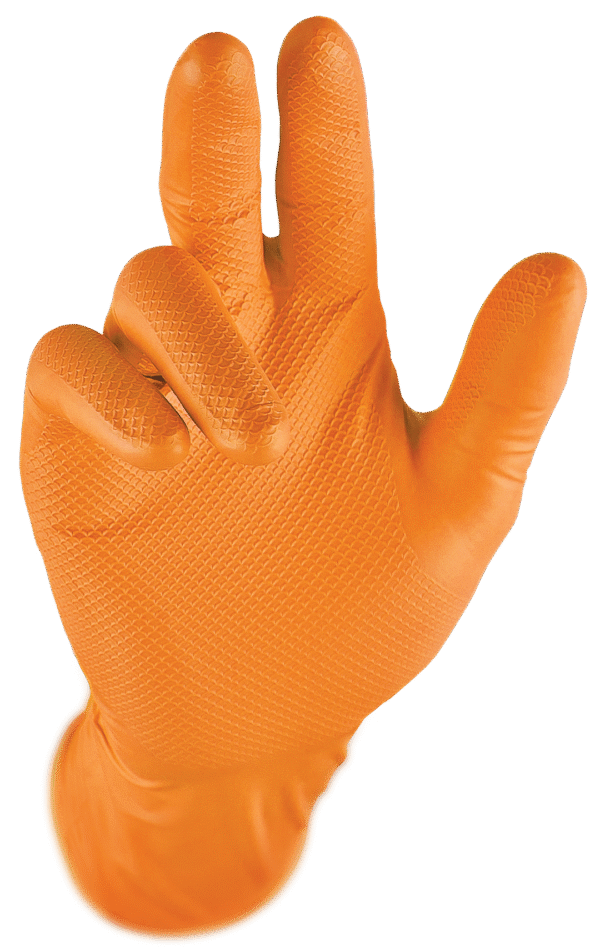 5391515867666_02 Grippaz Nitrile Fishscale 240mm 6mil 50tk/karp Oranž Suurus M