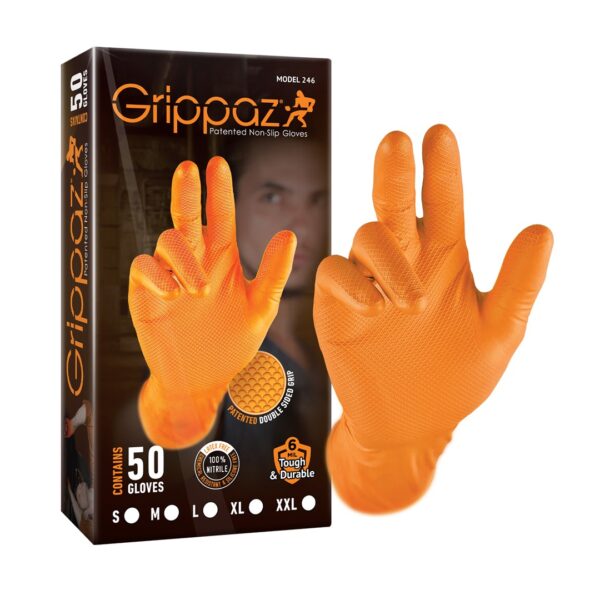 5391515867697_01 Grippaz Nitrile Fishscale 240mm 6mil 50tk/karp Oranž Suurus XXL