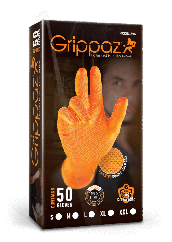 5391515867697_04 Grippaz Nitrile Fishscale 240mm 6mil 50tk/karp Oranž Suurus XXL