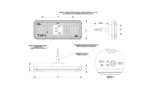 5901958841613_2 HORPOL LED gabariidituli - HOR42 LD161/4 oranž reflektoriga 12/24V ECE