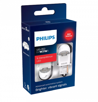 8719018051530 Philips X-tremeUltinon gen2 W21 LED punane 11065 XUR 12V 2,1W X2&