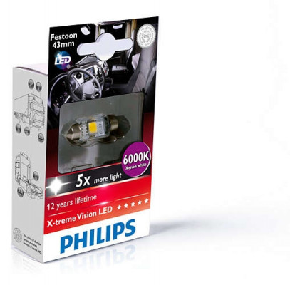 8727900397208 Philips Festoon X-tremeVision LED T10,5x43 6 000 K 24V1W SV8,5 X1