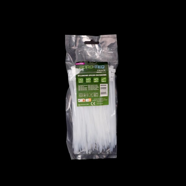 ctw-4x150_01 ROAD-TEQ nailonist juhtmeköidised, suurus: 3,6x150mm, 100 tk, valge.