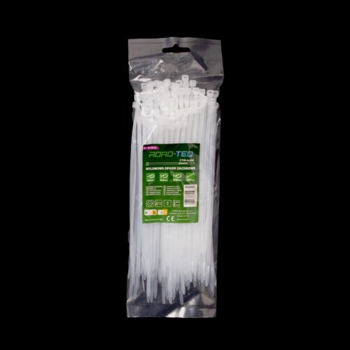 ctw-4x200_01 ROAD-TEQ nailonist juhtmeköidised, suurus: 3,6x200mm, 100 tk, valge.