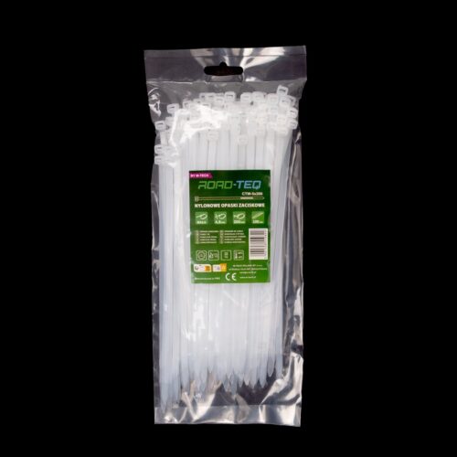 ctw-5x200_01 ROAD-TEQ nailonist juhtmeköidised, suurus: 4,8x200mm, 100 tk, valge.