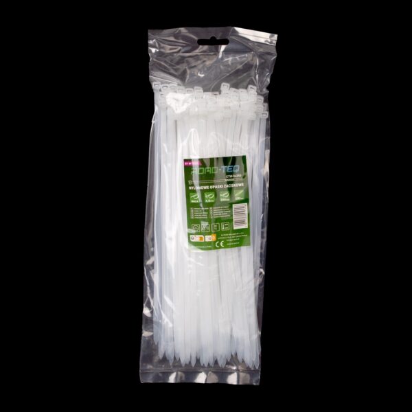 ctw-5x250_01 ROAD-TEQ nailonist juhtmeköidised, suurus: 4,8x250mm, 100 tk, valge.
