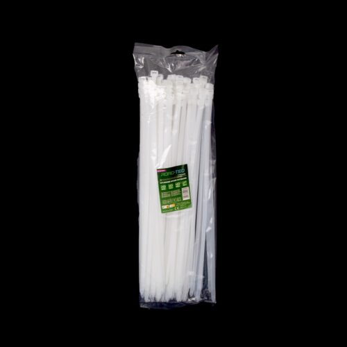 ctw-8x400_01 ROAD-TEQ nailonist juhtmeköidised, suurus: 7,6x400mm, 100 tk, valge.