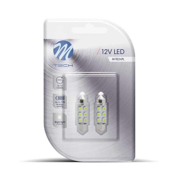 Blister 2x LED L028Y - C5W 36mm 6xSMD3528 Kollane