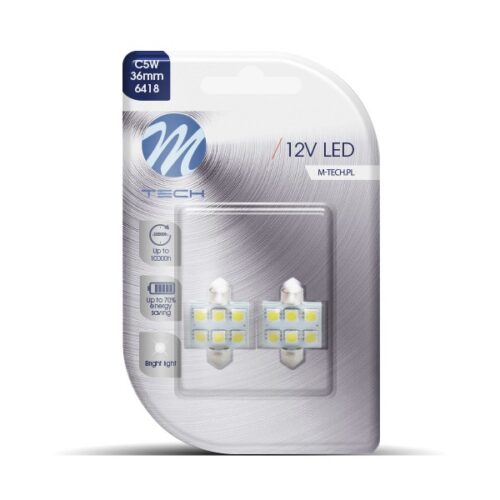 lb052w Blister 2x LED L052W - C5W 36mm 6xSMD5050 valge
