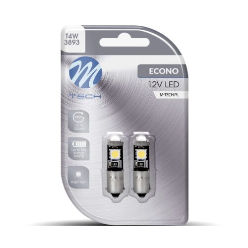 lb319w_01 Blister 2x M-TECH Econo LB319W - BA9s, 3xSMD5050 LED, 12V, CANBUS, valge