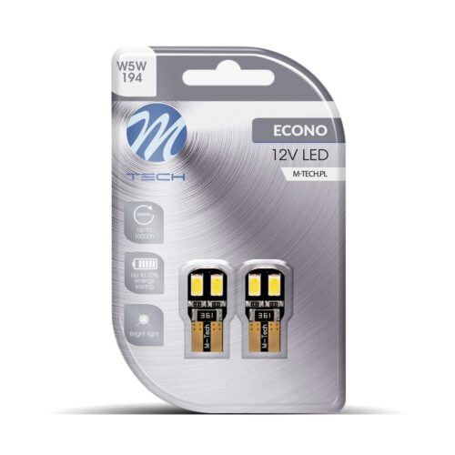 lb323w Blister 2x M-TECH Econo LB323W - W5W, 4xSMD5730 LED, 12V CANBUS, valge