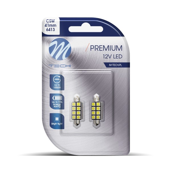 lb327w Blister 2x LED L327W - C5W 41mm 8xSMD5050 Radiaator CANBUS Valge