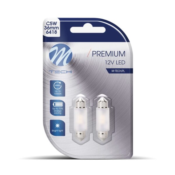 lb361w_01 Dioda M-TECH Premium LB361W - C5W 36mm, 12V 2xSMD2835, CANBUS, valge
