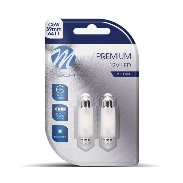 lb362w_01 Dioda M-TECH Premium LB362W - C5W 39mm, 12V 2xSMD2835, CANBUS, valge