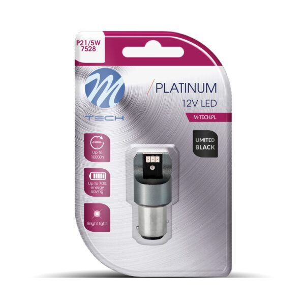 lb843r-01b Blister 1x diood LED M-TECH Platinum Limited must P21/5W 6x3020SMD 12-24V CANBUS, punane