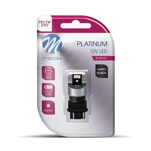 lb847r-01b Blister 1x diood LED M-TECH Platinum Limited must P27/7W 3157 6x3020SMD 12-24V CANBUS, punane