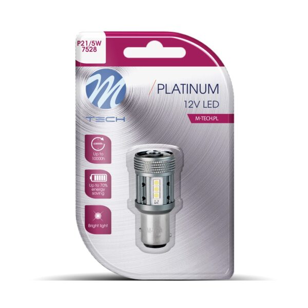 Blister 1x diood LED M-TECH Platinum 1157 P21/5W 12x3030SMD 12-24V CANBUS, valge