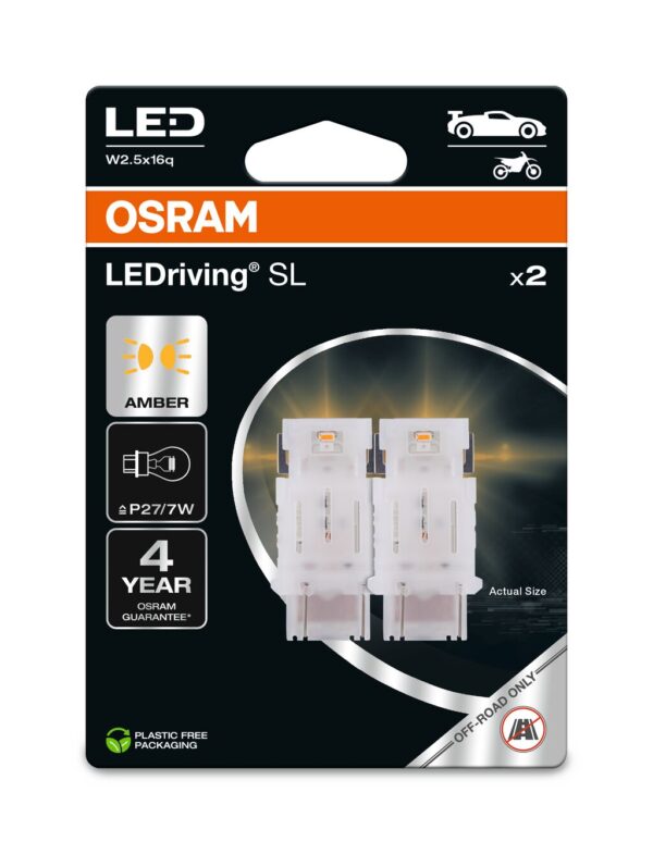 OSRAM LEDrivin SL 3157DYP-2BL ~P27/7W W3x16q 12V 1,3W
