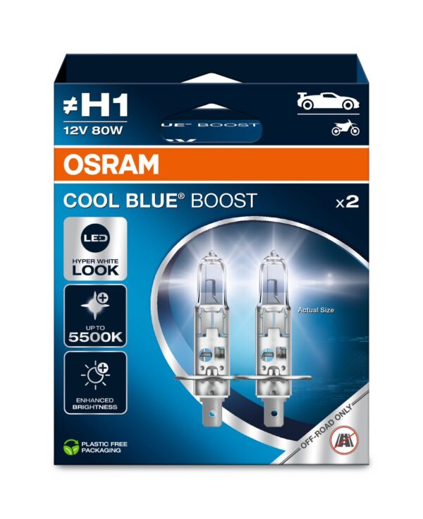 OSRAM COOL BLUE BOOST 62150CBB-2HB ~H1 P14.5s 12V 80W