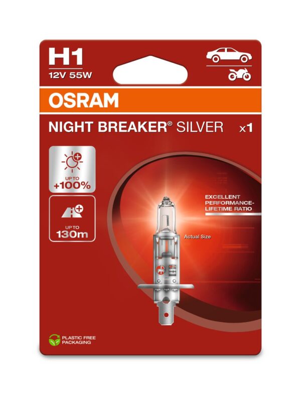 OSRAM ÖÖPURKE SILVER 64150NBS-1BL H1 P14,5s 12V 55W